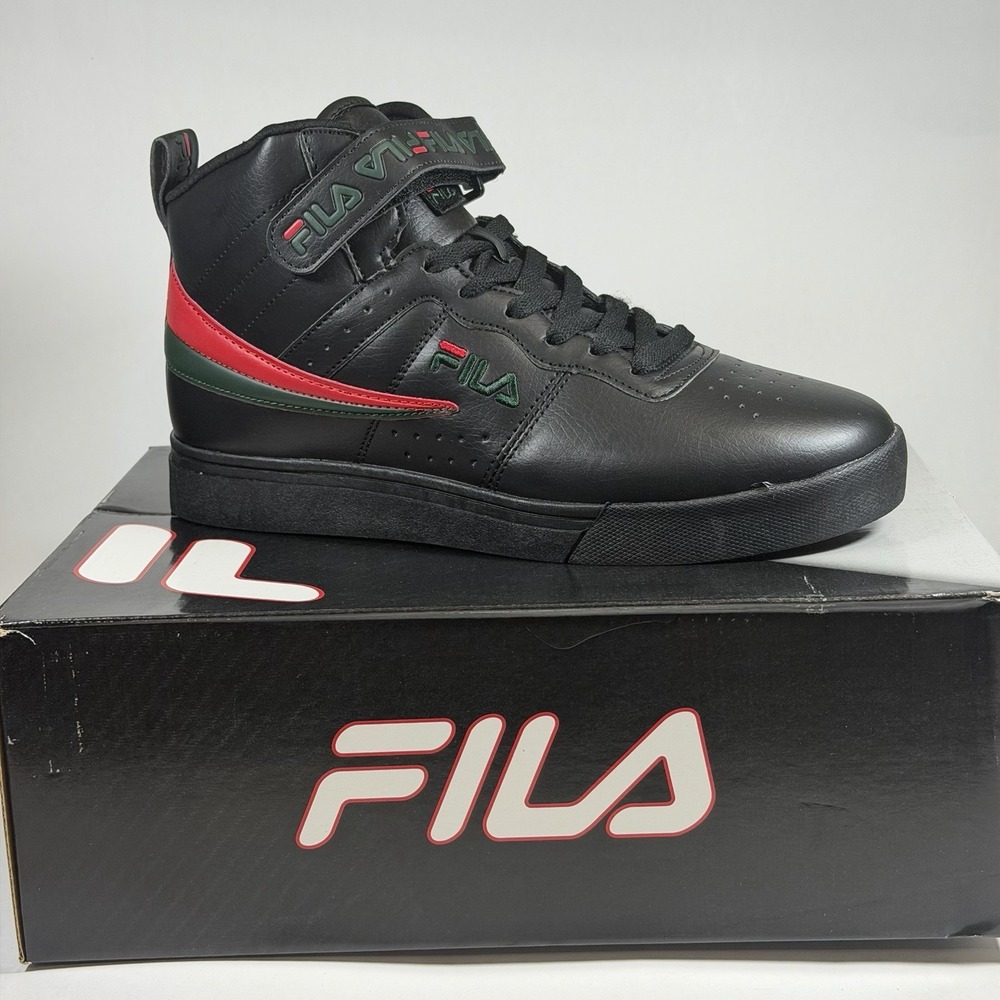 FILA Size-8 Vulc 13 Repeat Logo Men's Black Red Sneakers Lace Up Comfort